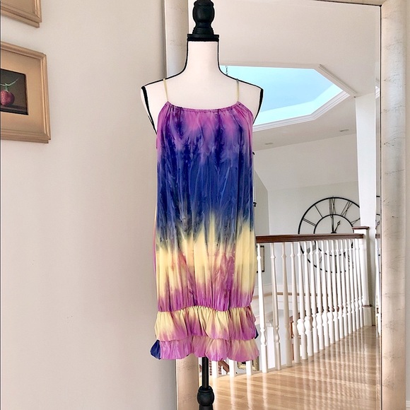 ❌SOLD❌ ★LIKE NEW★ Tie Dyed Mini Dress, PINK YELLOW PURPLE - Picture 10 of 14